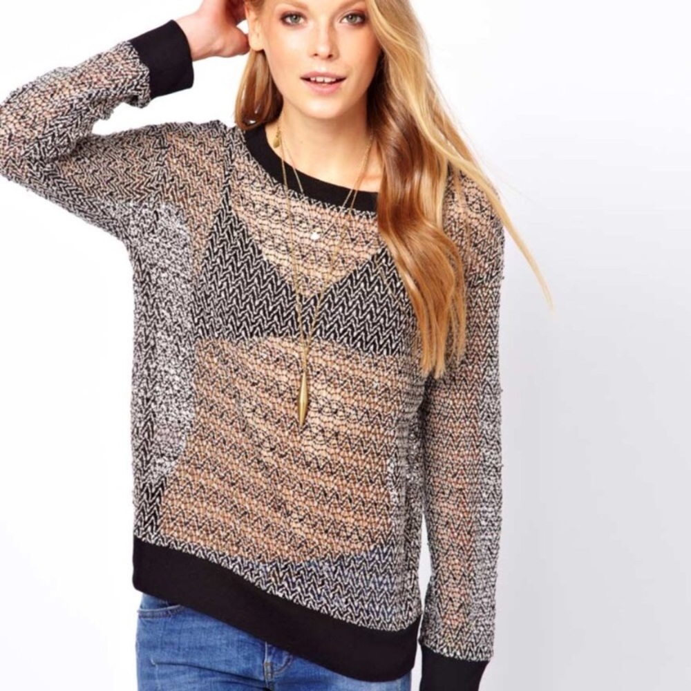 Winter Kate mesh crew neck sweater X small